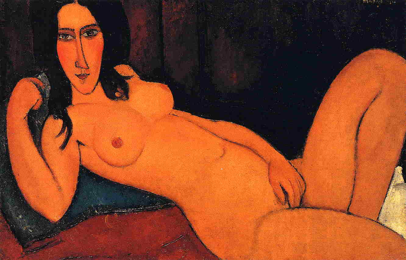 Reclining Nude with Loose Hair - Amedeo Modigliani Paintings